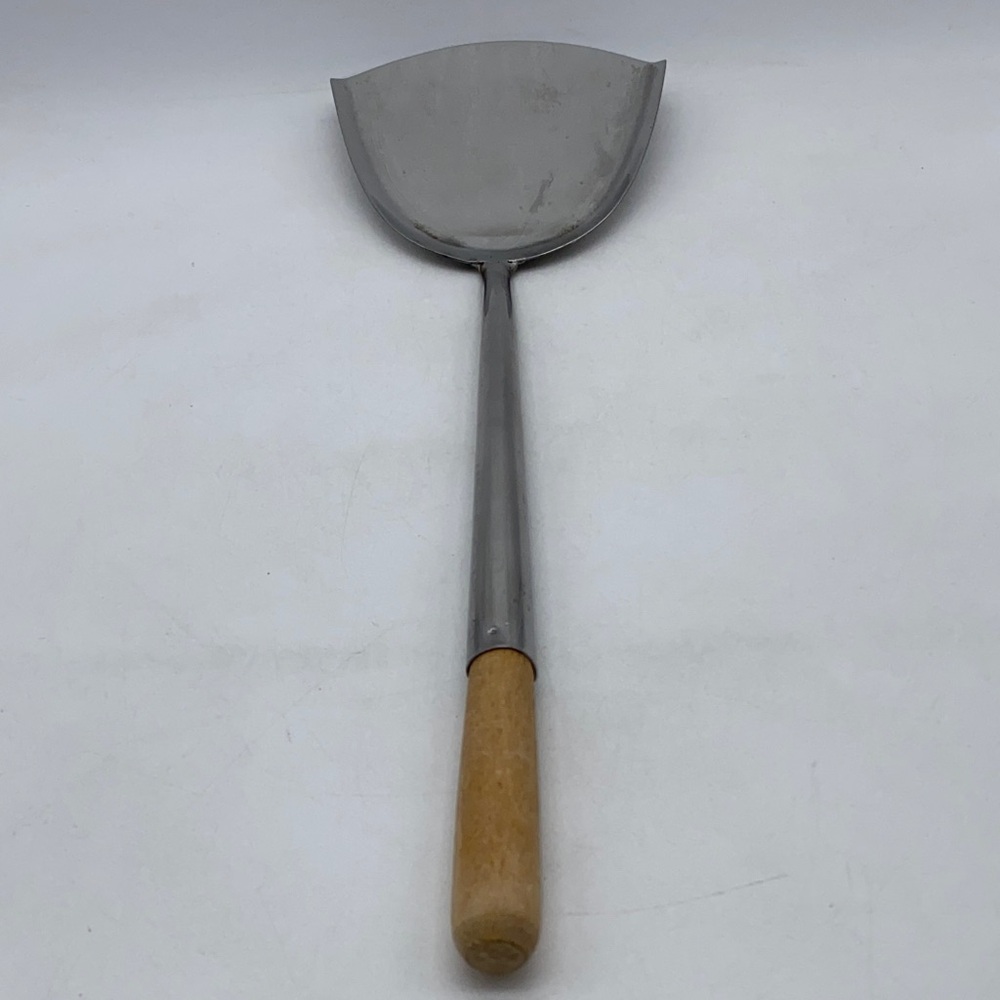 Vintage Stainless Steel and Wood Wok Turner Spatula 14 inch